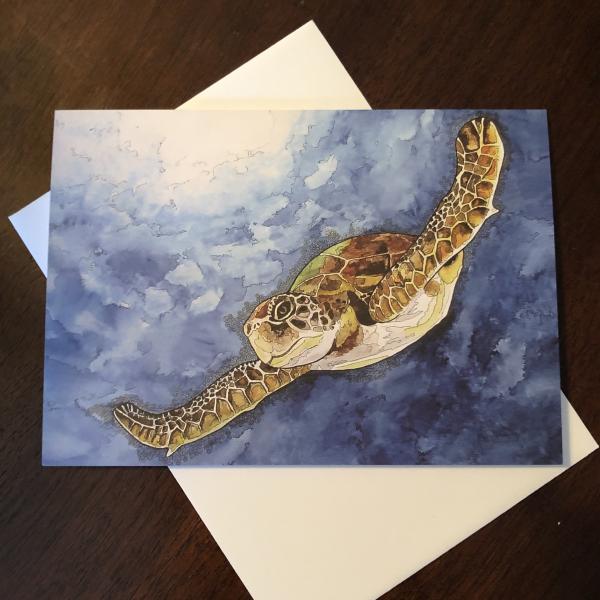 Gliding Sea Turtle Greeting Card picture