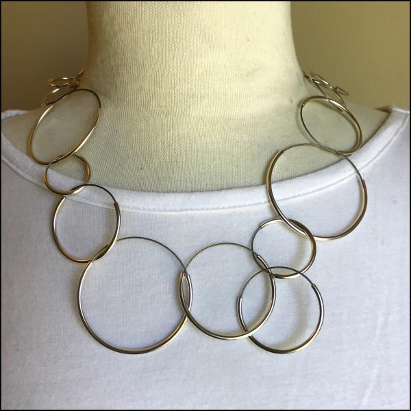 circles sterling and stainless necklace picture