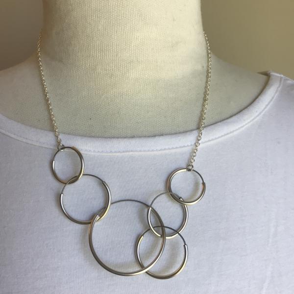circles sterling silver and stainless steel necklace picture