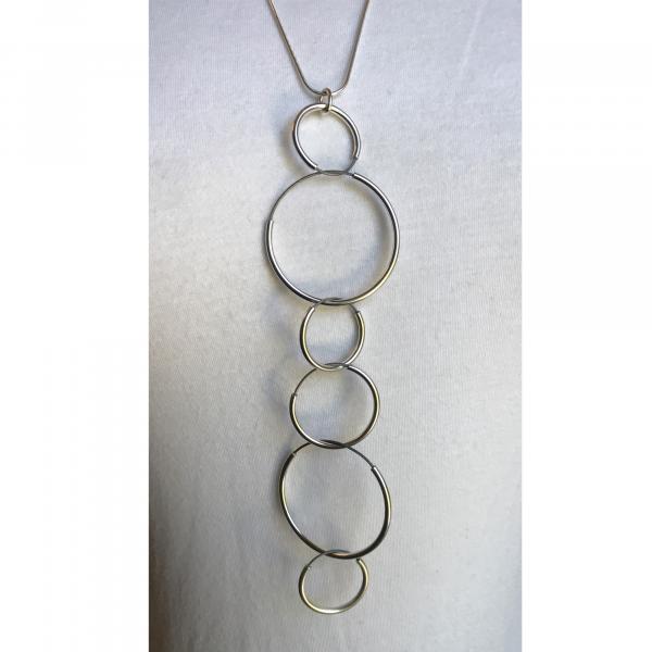 circles sterling silver and stainless steel long necklace picture