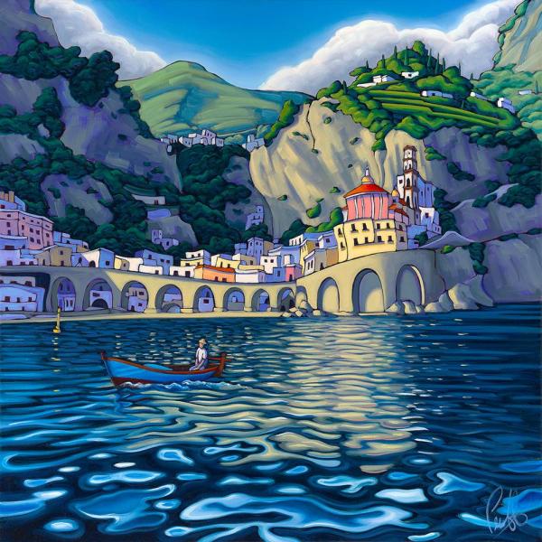 Cruising the Amalfi Framed Metal Giclee picture