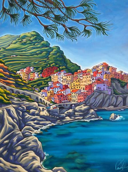 Sunny Days in Cinque Terra Framed Metal Giclee picture