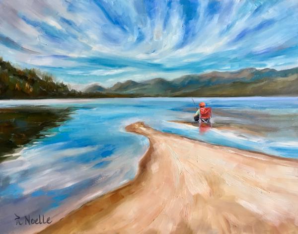 Fishing at Alturas Lake, Idaho, Oil Painting picture