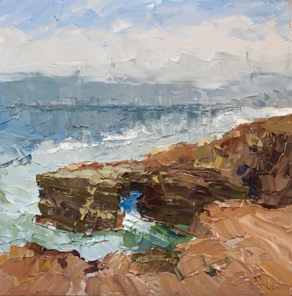 Sunset Cliffs Arch Palette Knife Oil Painting picture