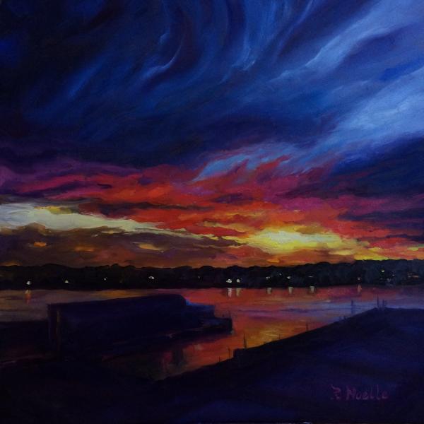 San Diego Harbor Sunset Oil Painting picture