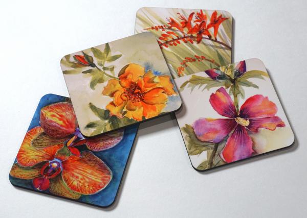 Set of 4 printed coasters picture