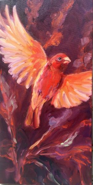 Flying finch original painting picture