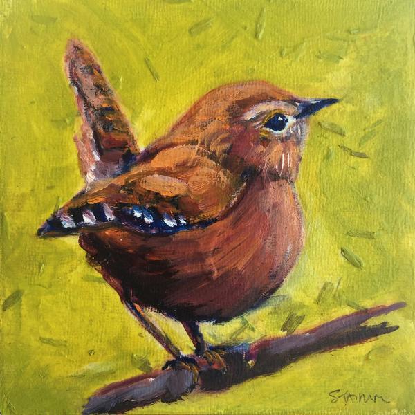 Wren small bird oil painting picture