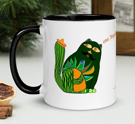 Tequila Cat Mug with Color Inside picture