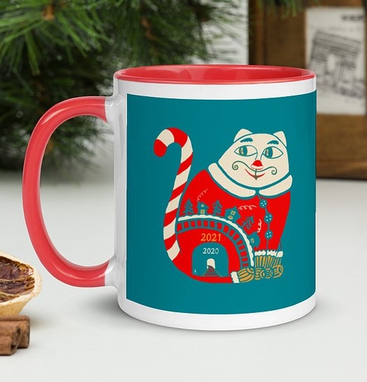 Christmas Cat Mug with Color Inside picture