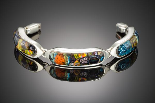 Tide Pool Glass and Sterling Silver Link Bracelet picture