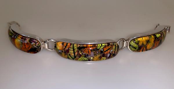 Falling Leaves Glass and Sterling Silver Link Bracelet picture