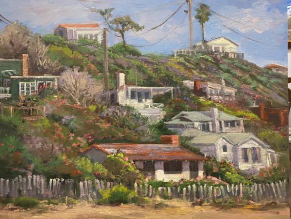 Crystal Cove Cottages 20”x24” oil picture