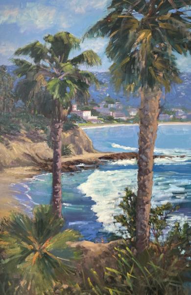 Palms and Surf 30x44” oil picture