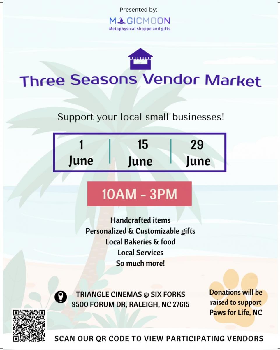 Three Seasons Vendor Market, Paws For Life,  NC Fundraiser cover image