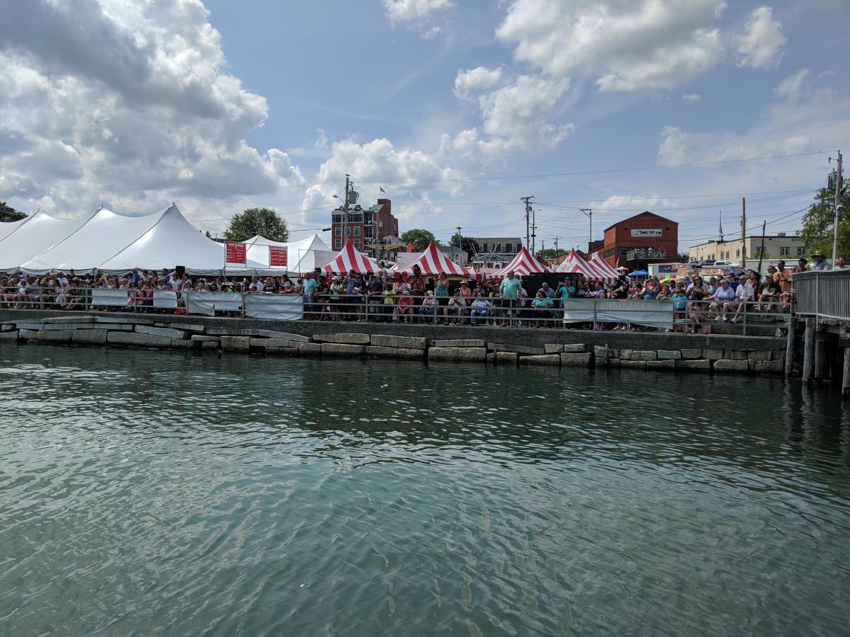 crowds from the sea wall view