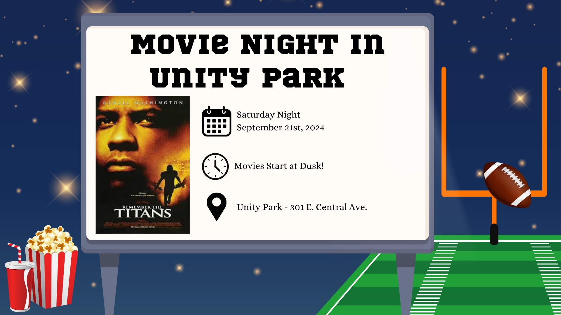 Movie Night in Unity Park: "Remember the Titans" cover image