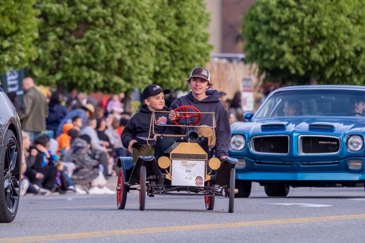 Old Shriner's tiny car, nicknamed "Tin Lily."