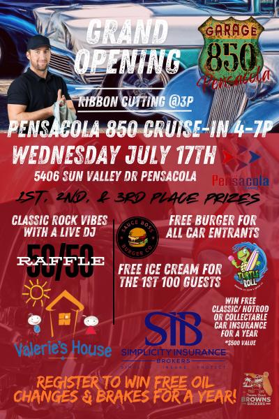 Pensacola 850 Cruise-In | Grand Opening of Garage 850 Pensacola