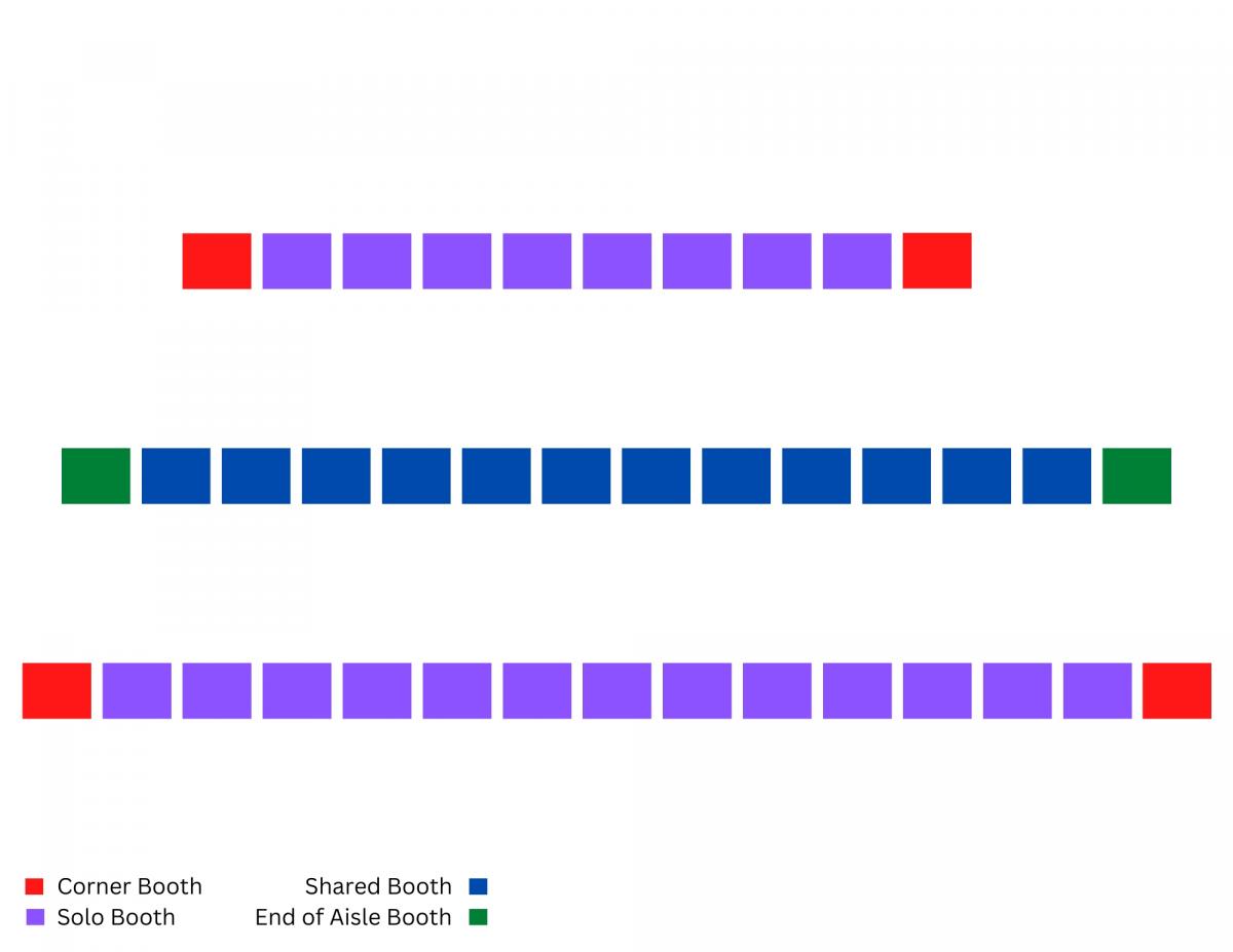 Shortest row or tables will be closer the road. The longest row is closer to Anime Paradaisu