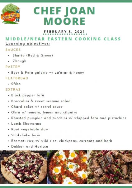 Middle/Near East Cooking Class w/Chef Joan Moore