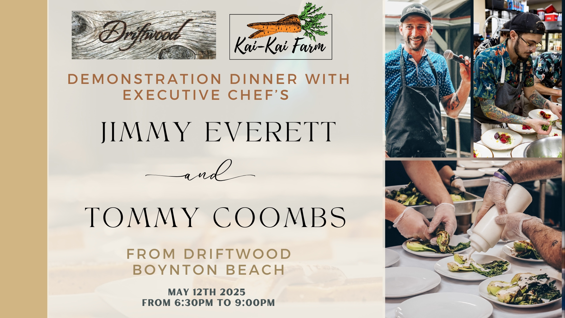 Kai Kai Farm Demonstration Dinner with Executive Chef Jimmy Everett & Chef Tommy Coombs from Driftwood Boynton Beach