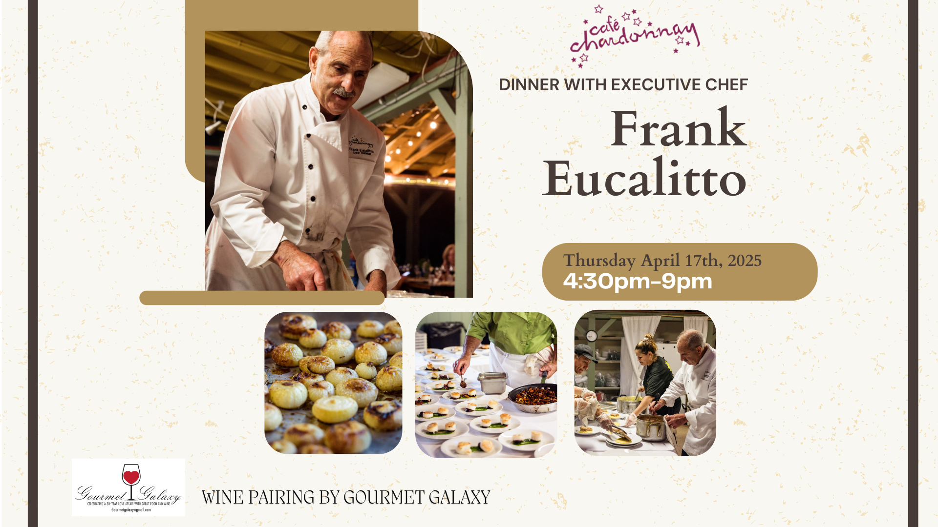 Dinner by Executive Chef Frank Eucalitto from Café Chardonnay cover image