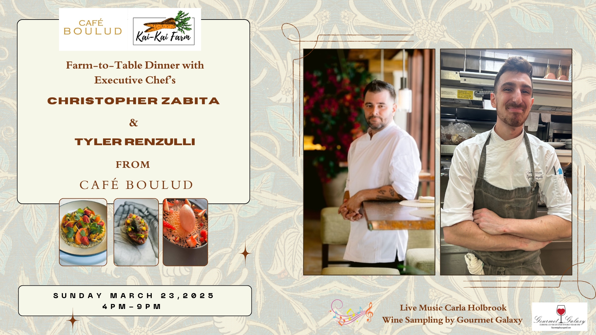 Kai Kai Farm wine pairing dinner by Executive Chef's Christopher Zabita and Tyler Renzulli from Café Boulud