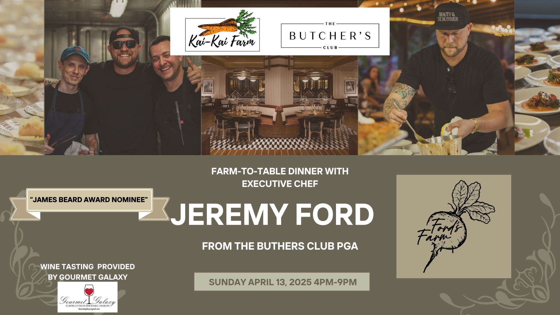 Kai Kai Farm wine pairing dinner by Executive Chef Jeremy Ford from The Butcher's Club. PGA