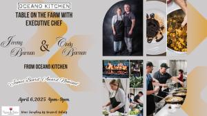 Dinner by Executive Chef Jeremy  Bearman & Pastry chef Cindy Bearman from Oceano Kitchen     *Family style seating * cover picture