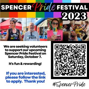 2023 Spencer Pride Festival Volunteer Application