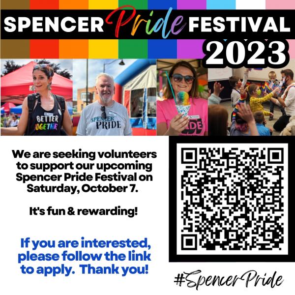 2023 Spencer Pride Festival Volunteer Application