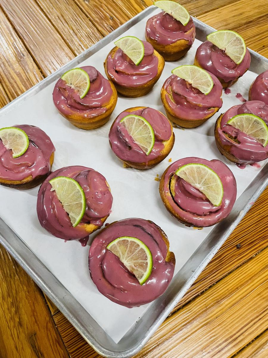 Macon Bagel's Key Lime Pie Buns with Hibiscus Icing