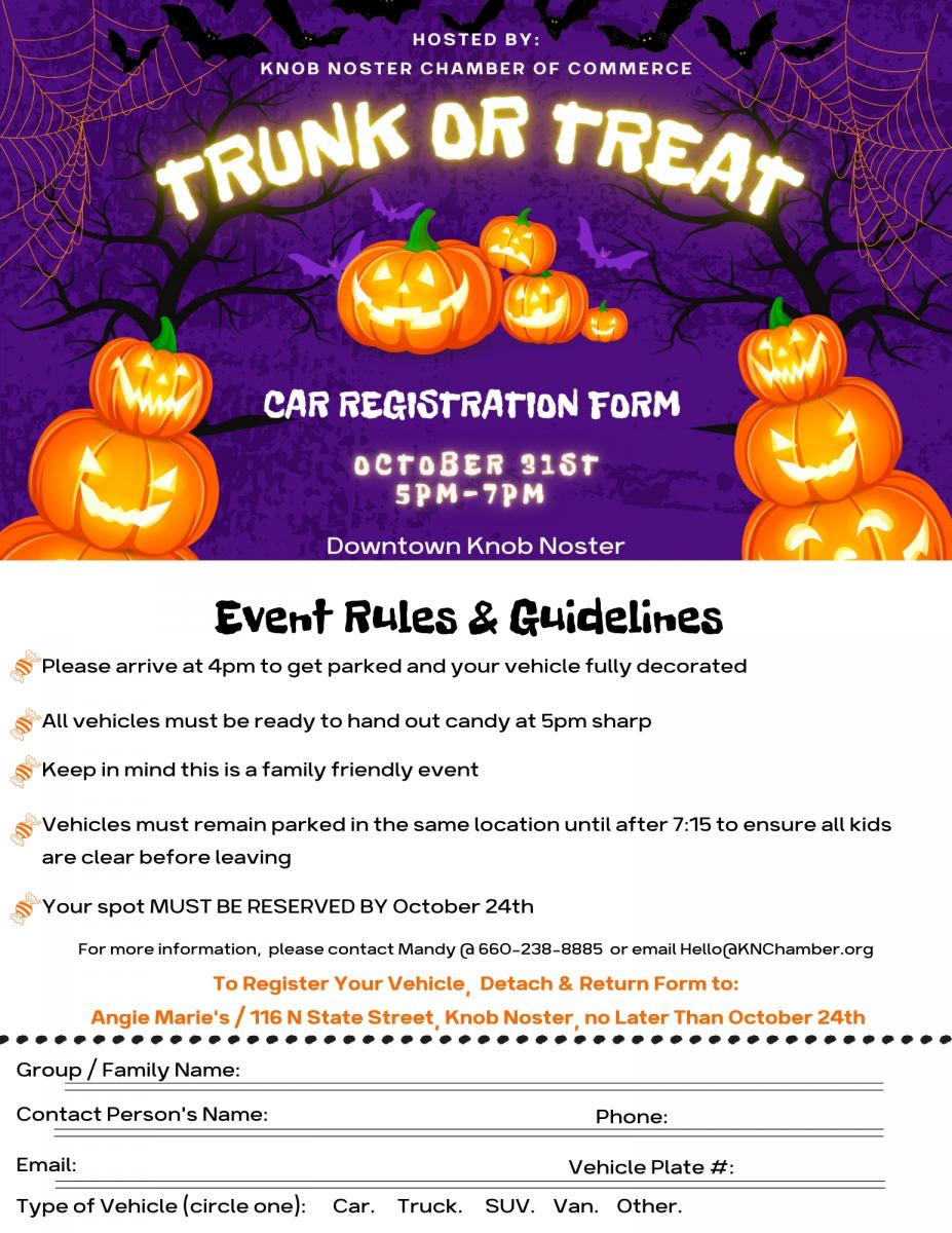 Sign up form if you would like to participate in handing out candy, etc.  Or reach out to our Facebook Page.