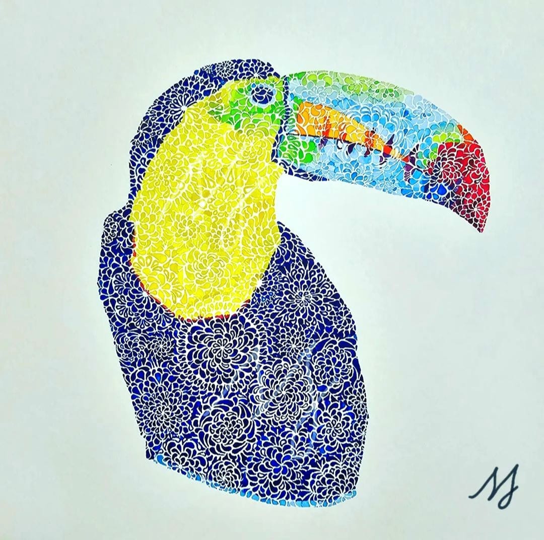 A watercolor toucan