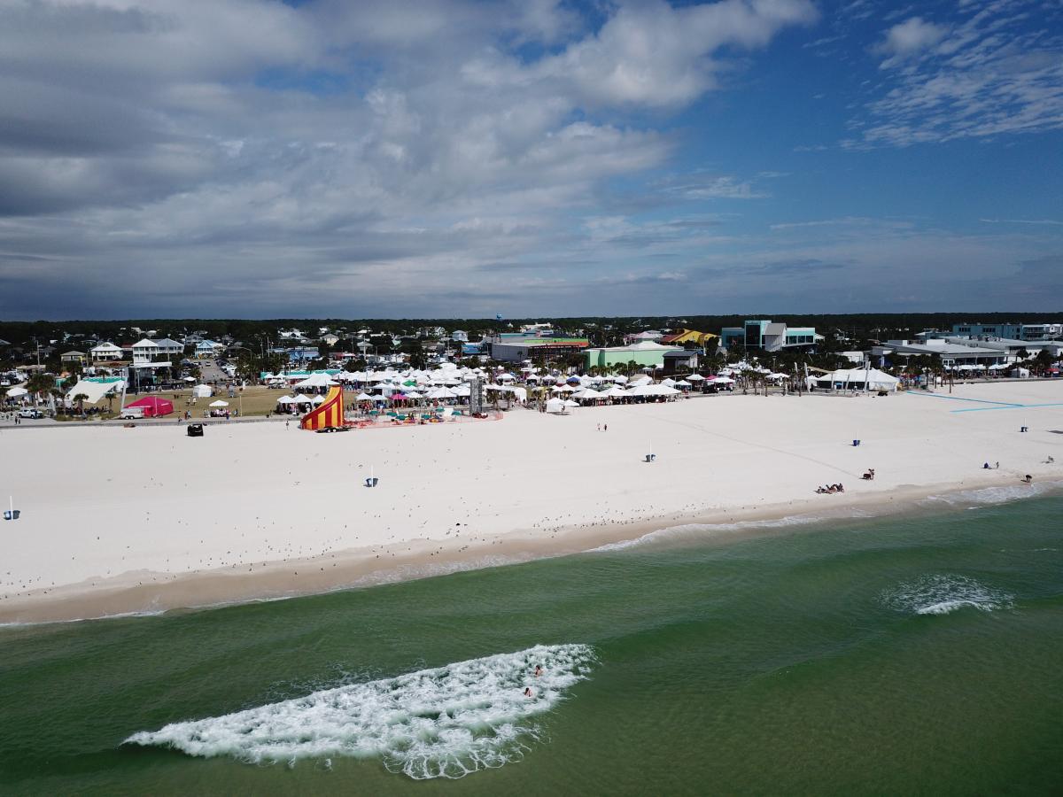 It's a party AT the beach but directly ON the beach.