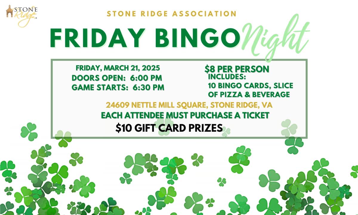 Stone Ridge - Friday Bingo Night -  March