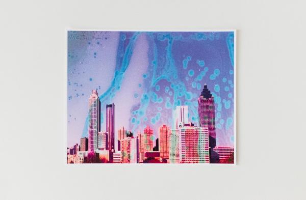 Blue & Purple Atlanta Skyline Art Print 8x10" picture
