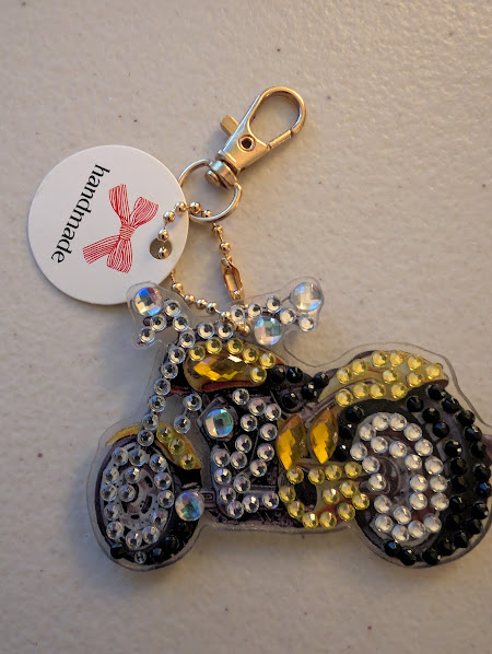 Diamond Art Motorcycle Key Chain picture