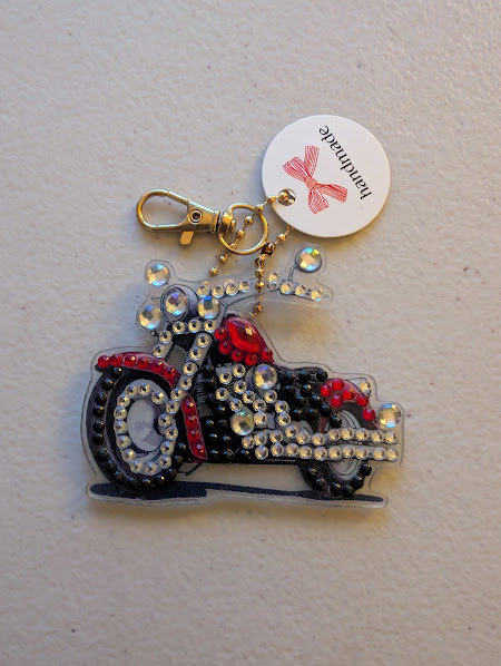 Diamond Art Motorcycle Key Chain picture