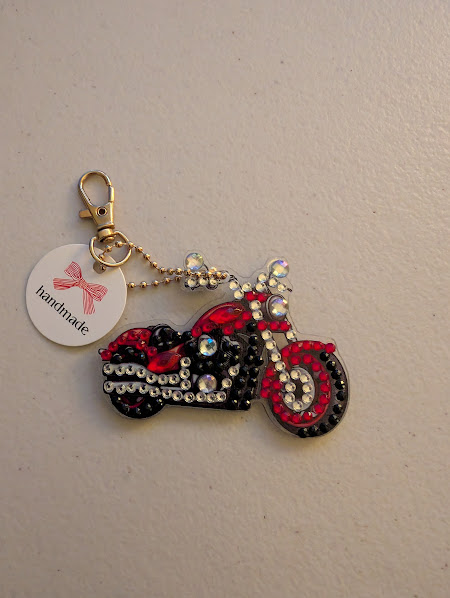 Diamond Art Motorcycle Key Chain picture