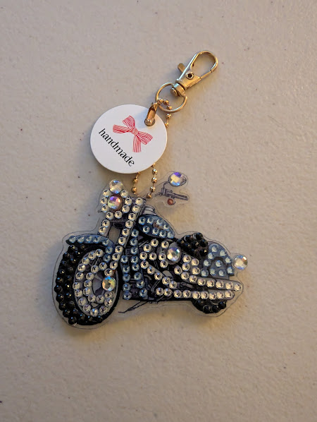 Diamond Art Motorcycle Key Chain picture