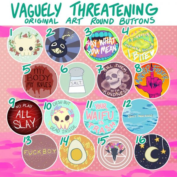 Vaguely Threatening Aesthetic Buttons! picture
