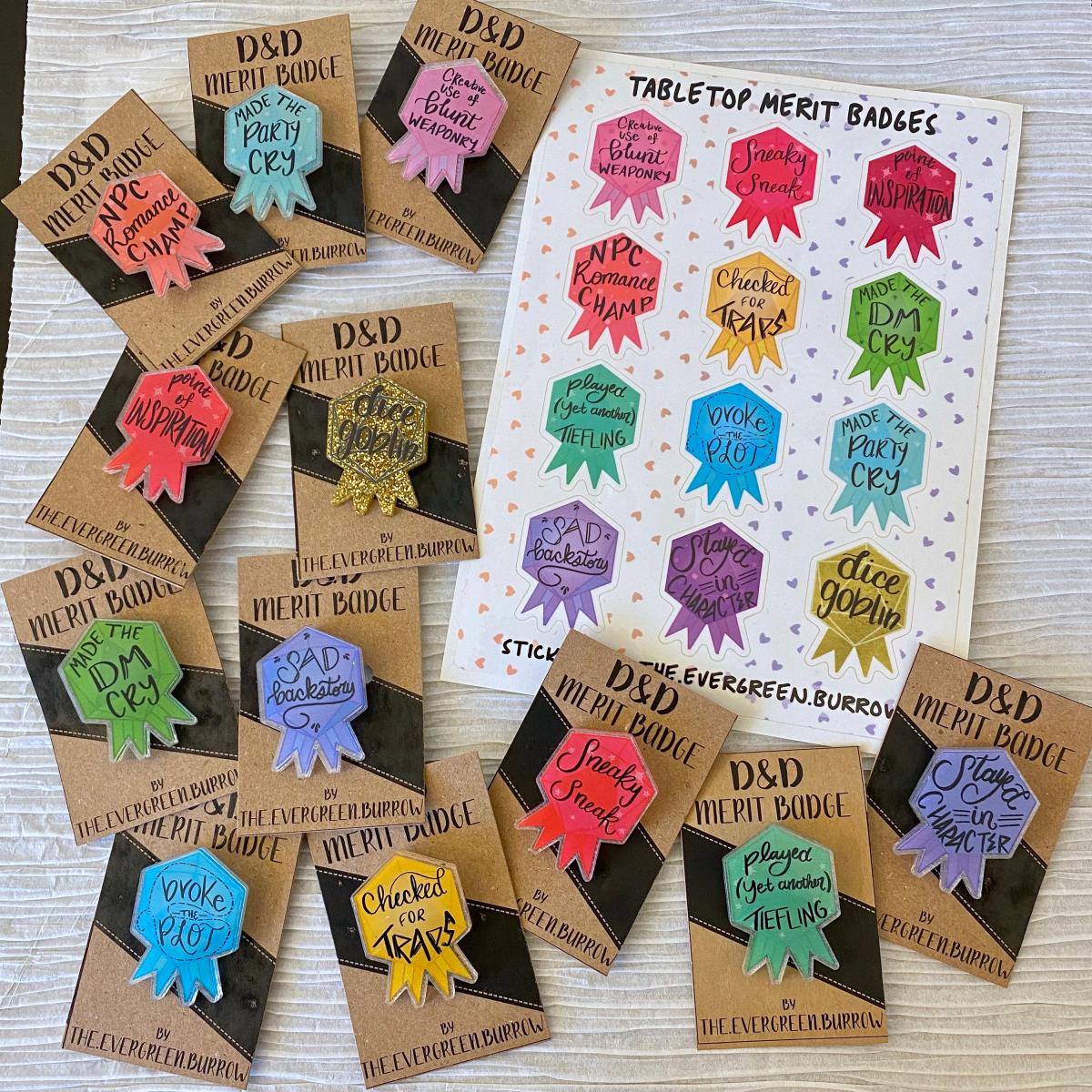 Tabletop Merit Badge Acrylic Pins Dandd Pins Eventeny