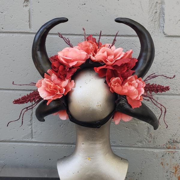 Double Horn pink floral headdress picture