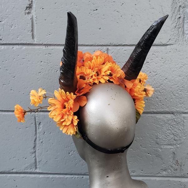 Orange floral headdress with horns picture