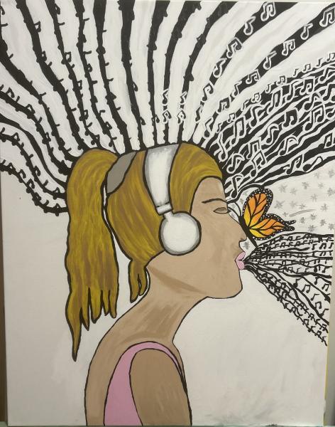 headphone girl painting prints picture