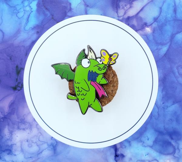 Chasing Butterfly Puppydragon 1.25" Hard Enamel Pin picture