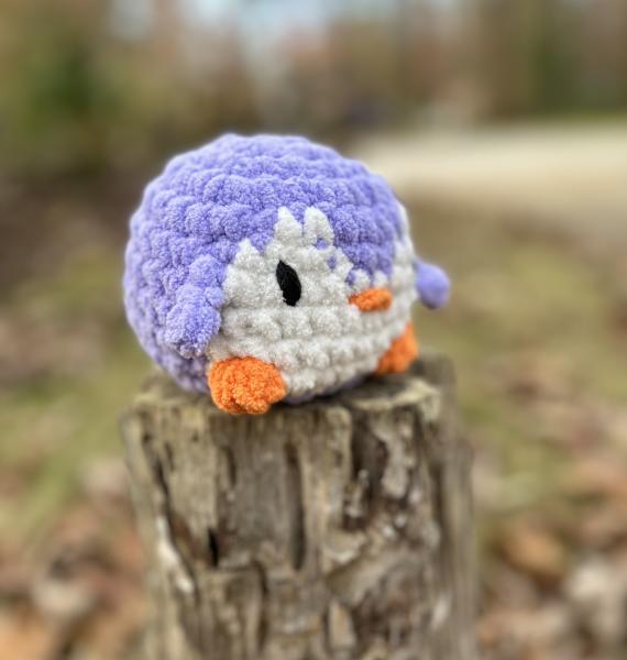 Crochet Amigurumi Holiday Purple and White Penguin Plush picture