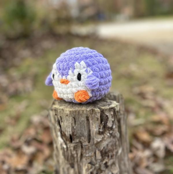 Crochet Amigurumi Holiday Purple and White Penguin Plush picture